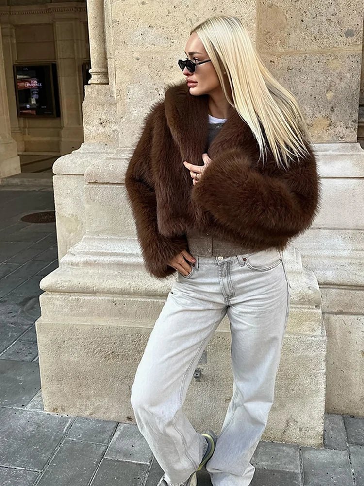Manteau court en fausse fourrure Elsa