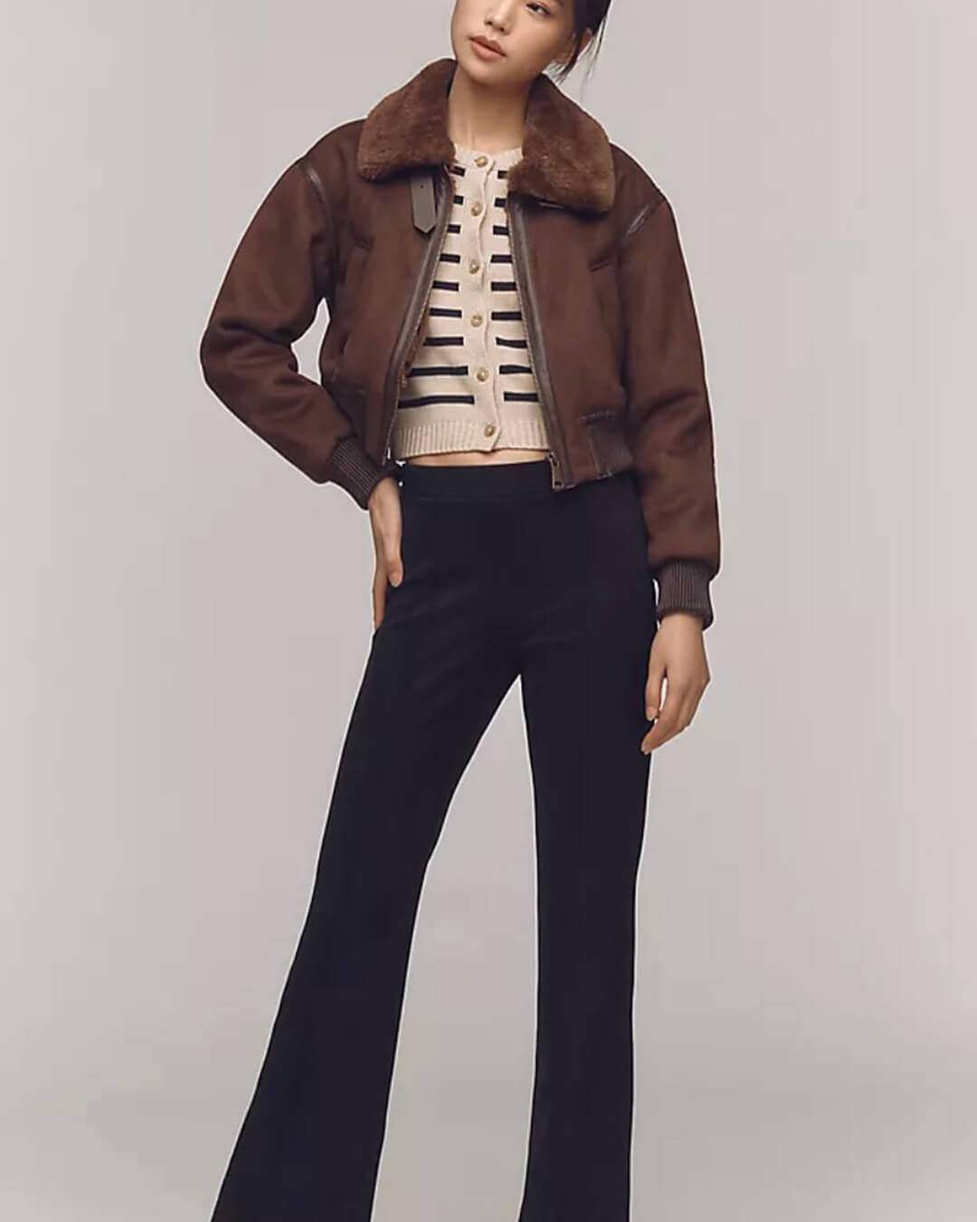 Blouson bomber court en daim Esme