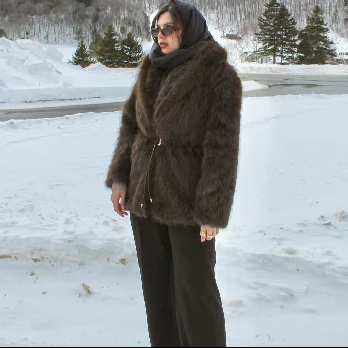 Manteau en fausse fourrure Faith avec ceinture