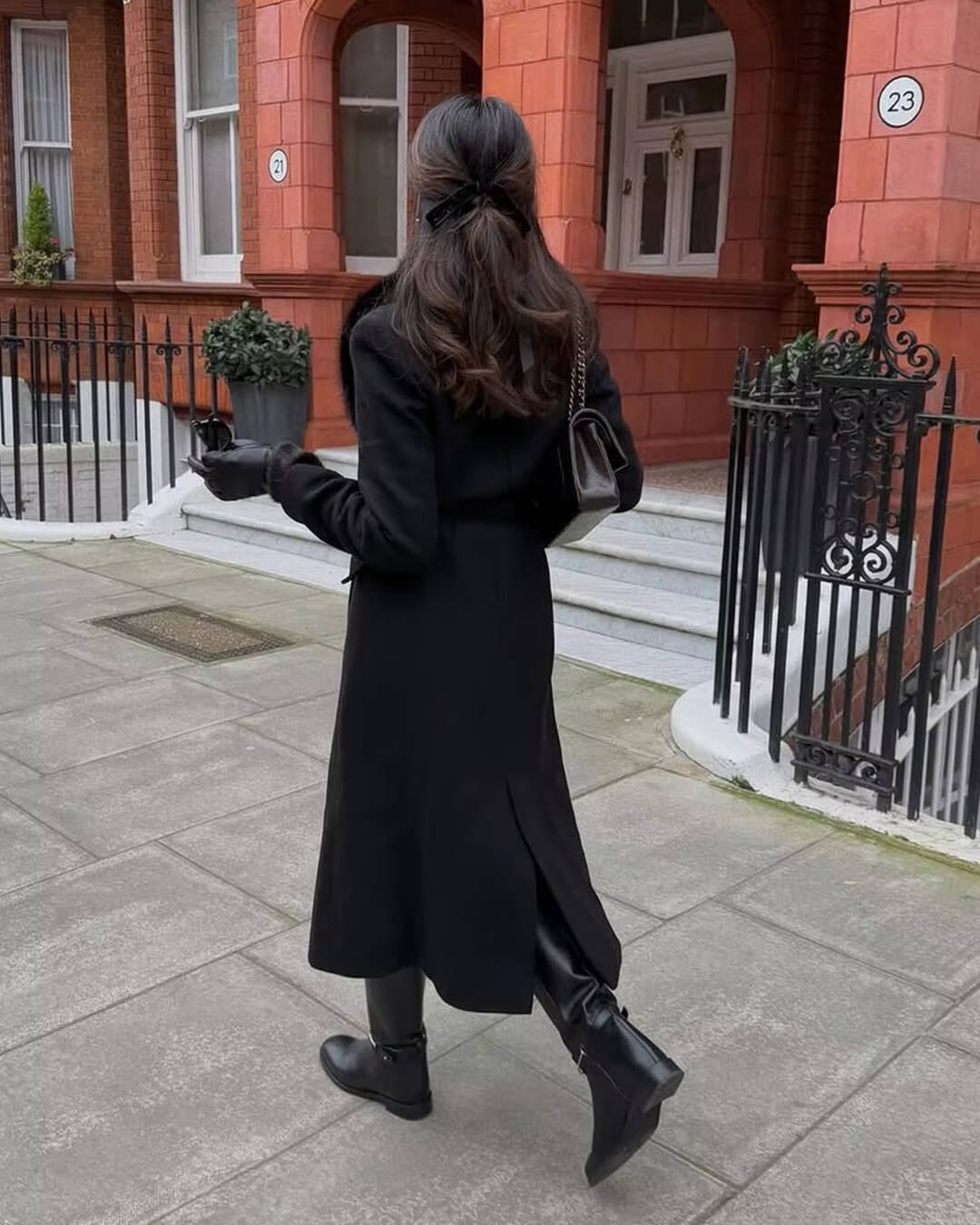 Manteau maxi Flora à col en fausse fourrure