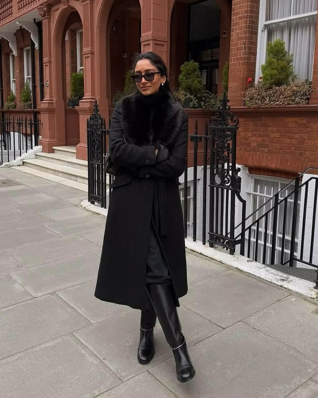 Manteau maxi Flora à col en fausse fourrure