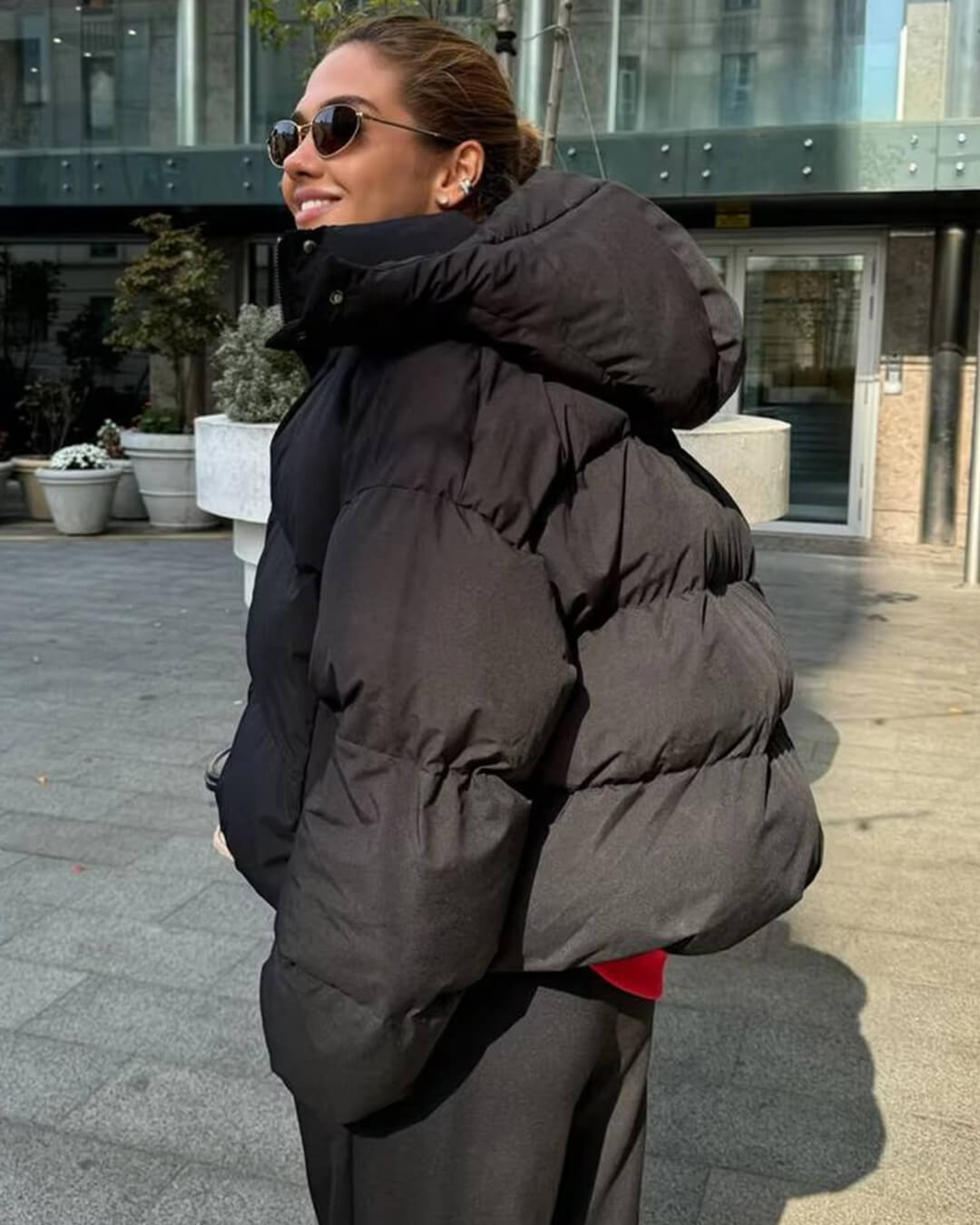 Veste matelassée courte à capuche Sylvia