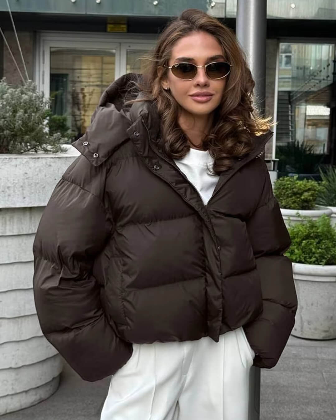 Veste matelassée courte à capuche Sylvia