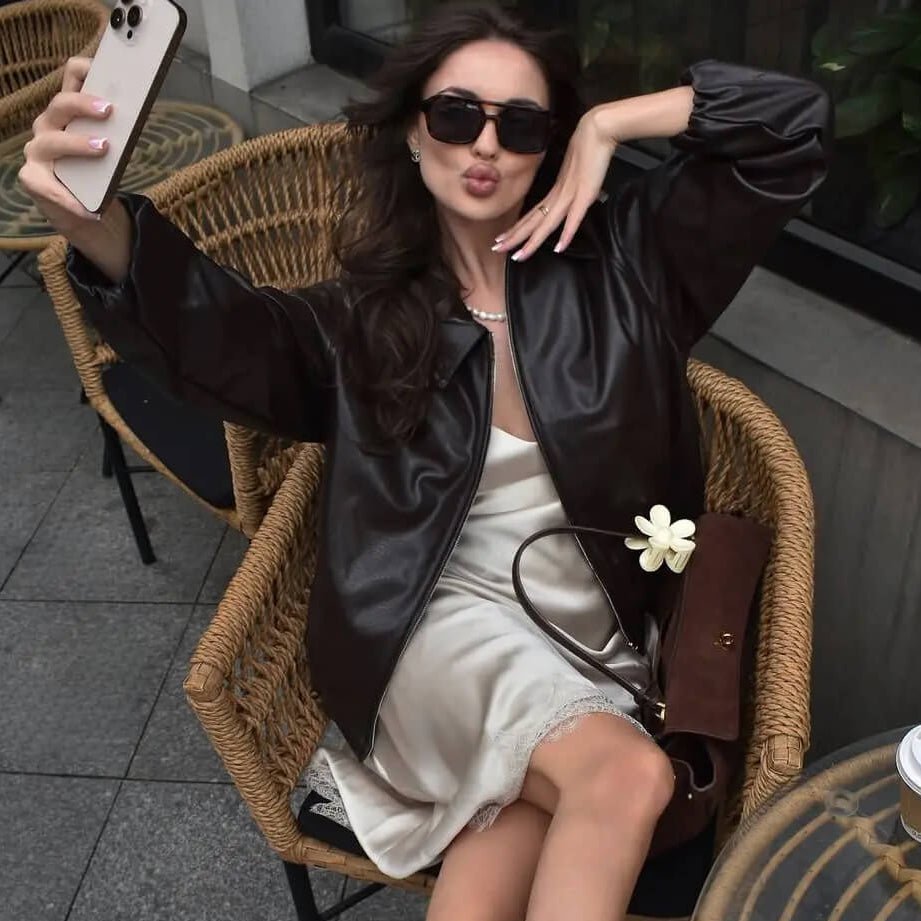 Veste bomber Jenny en similicuir