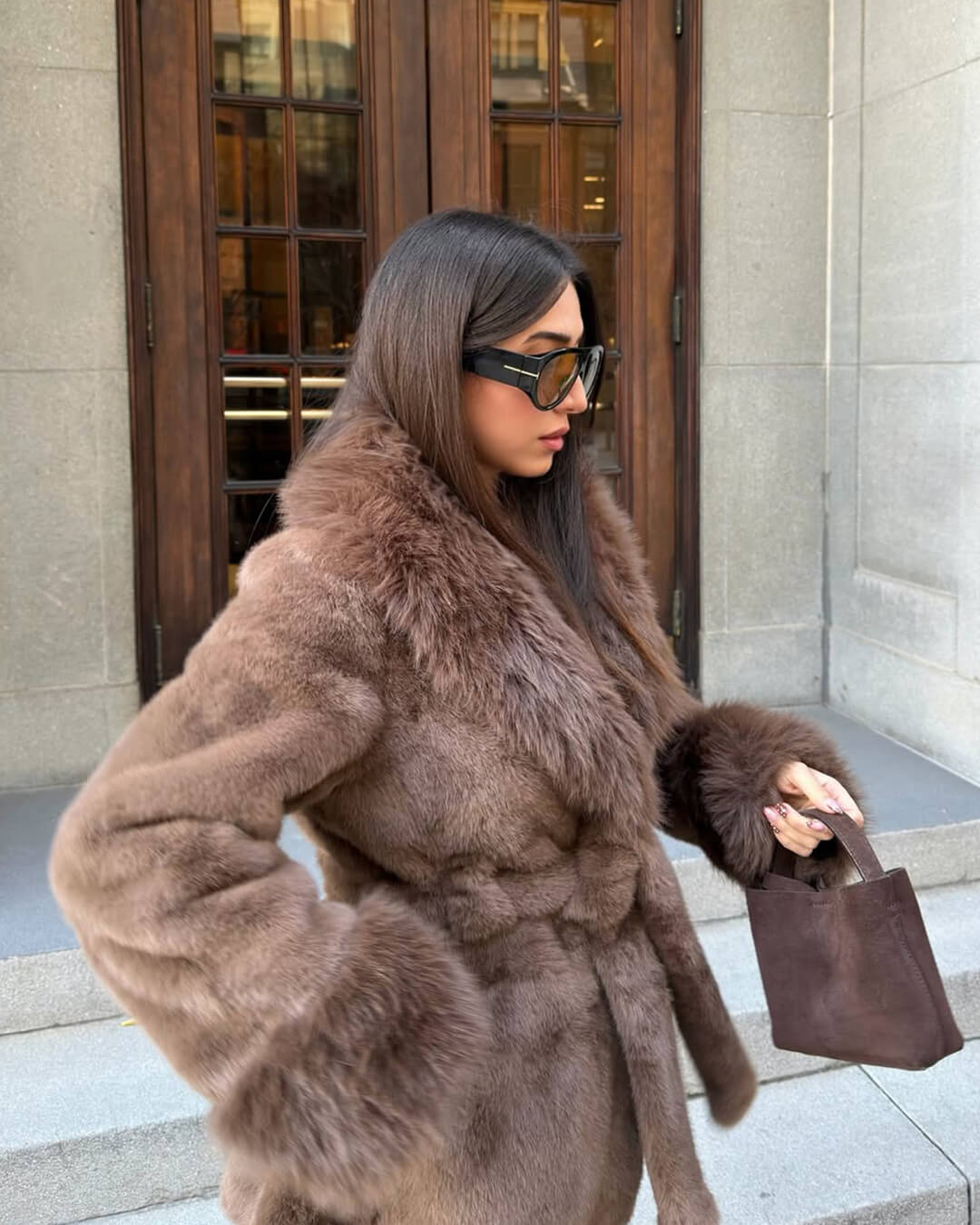 Manteau Jessa avec bordure en fausse fourrure