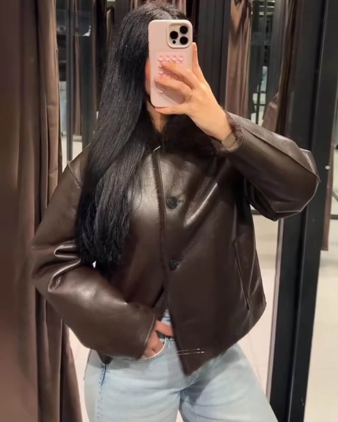 Veste réversible en similicuir avec fausse fourrure Joana