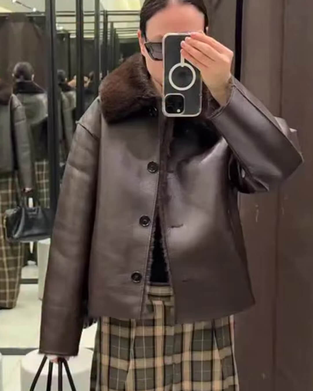 Veste réversible en similicuir avec fausse fourrure Joana