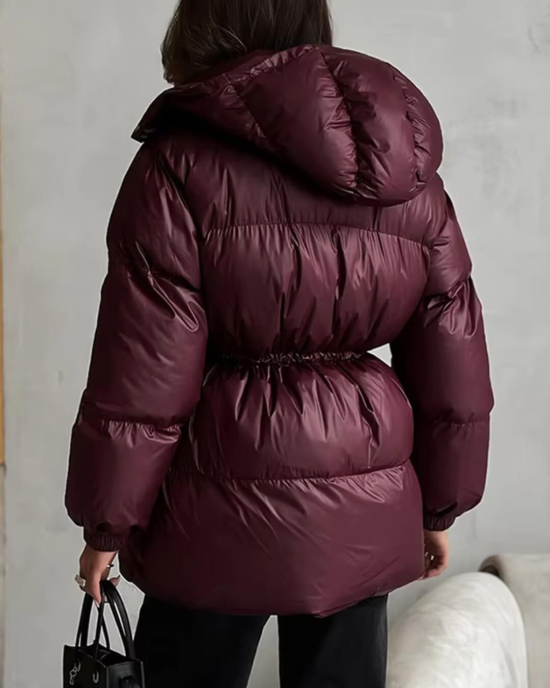 Manteau matelassé à capuche avec cordon de serrage Lorie