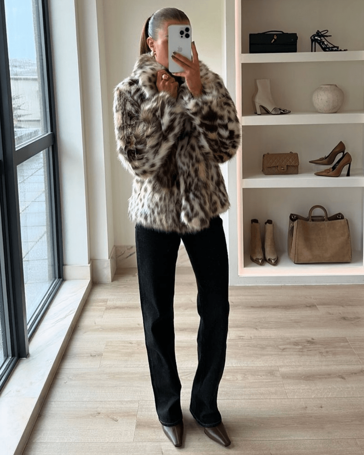 Manteau Nora en fausse fourrure léopard