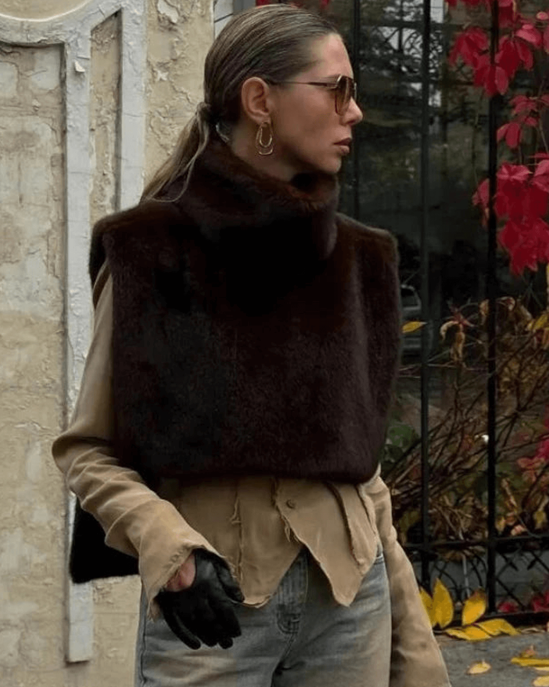 Gilet Rina à col montant en similicuir
