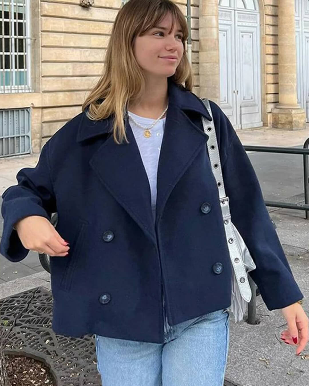 Manteau court Suzane croisé à double boutonnage