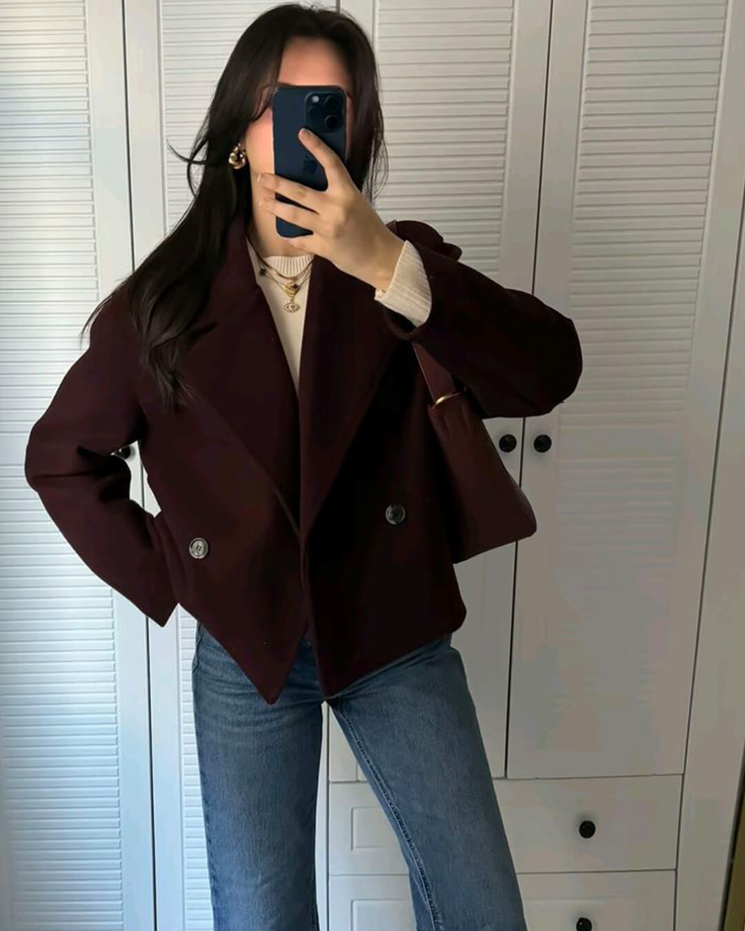 Manteau court Suzane croisé à double boutonnage