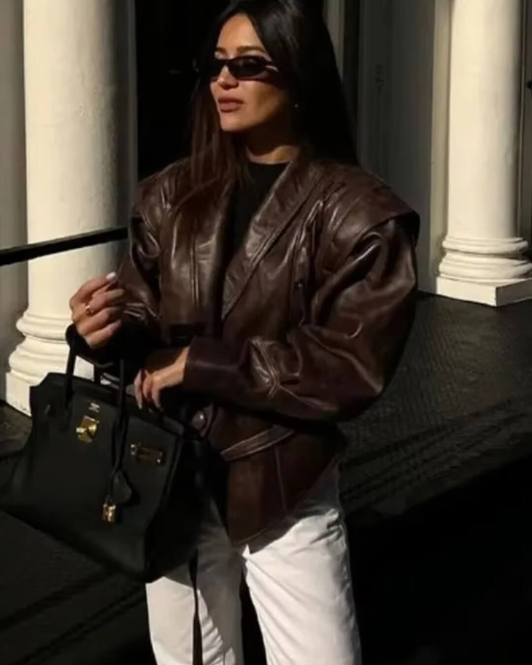 Veste en cuir style biker Zyra