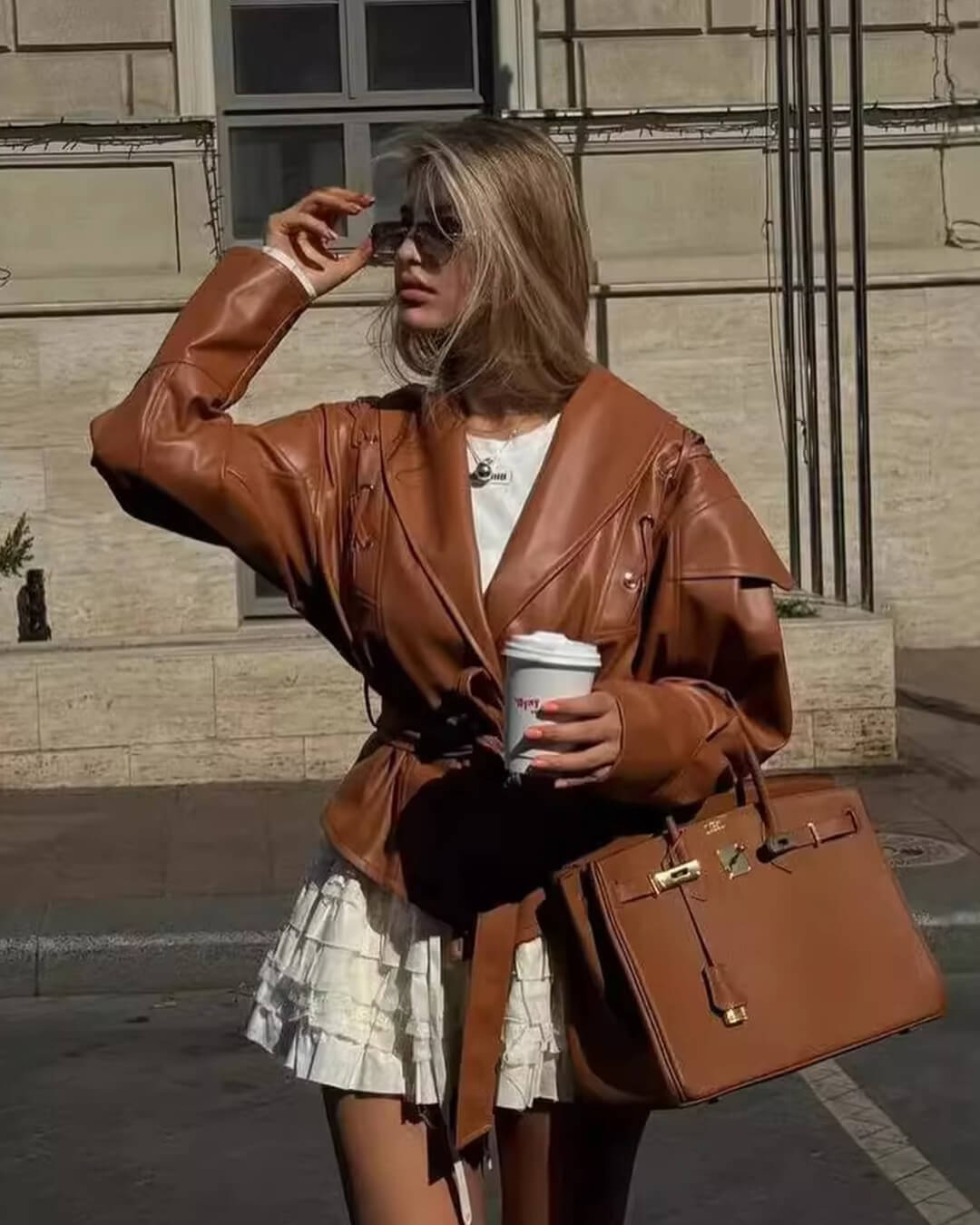 Veste en cuir style biker Zyra