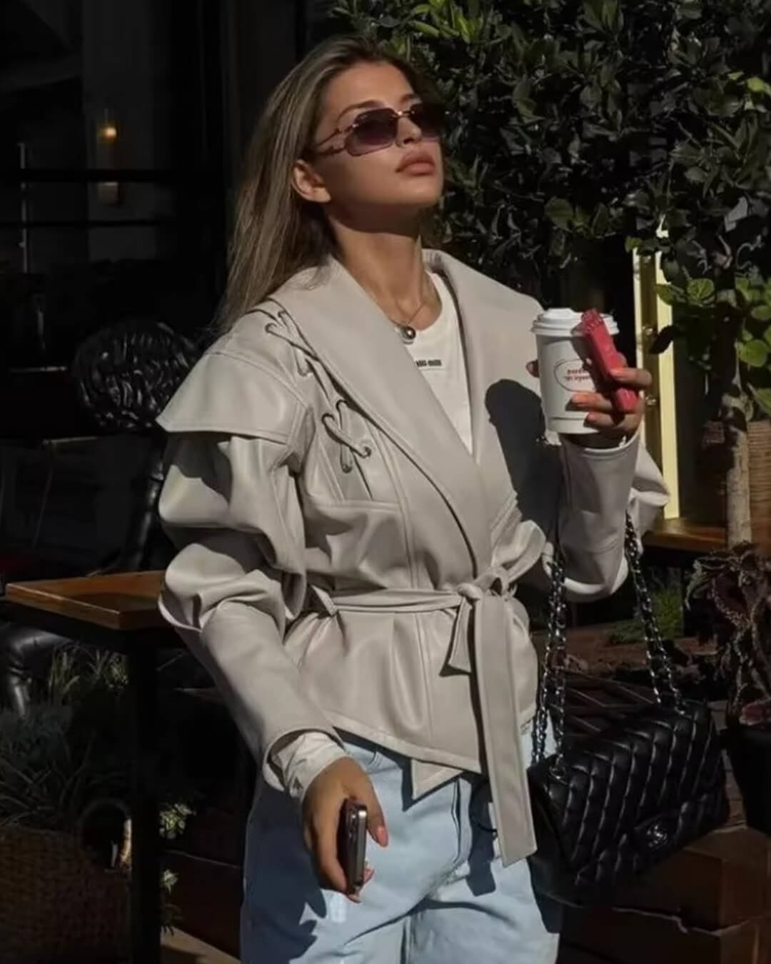 Veste en cuir style biker Zyra