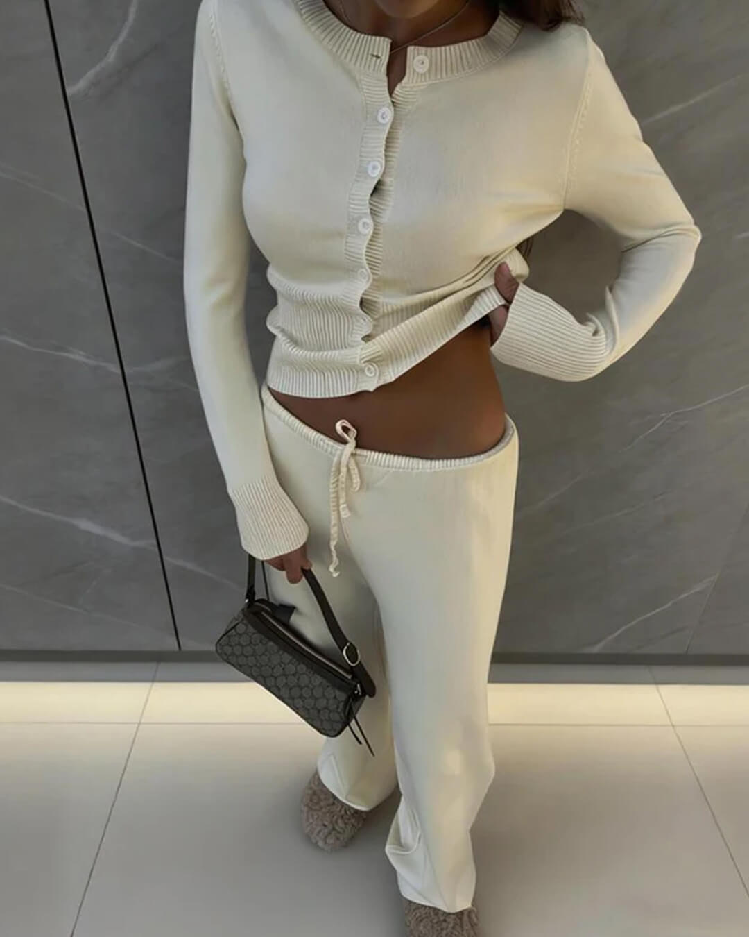 Ensemble cardigan en maille et pantalon Aimee