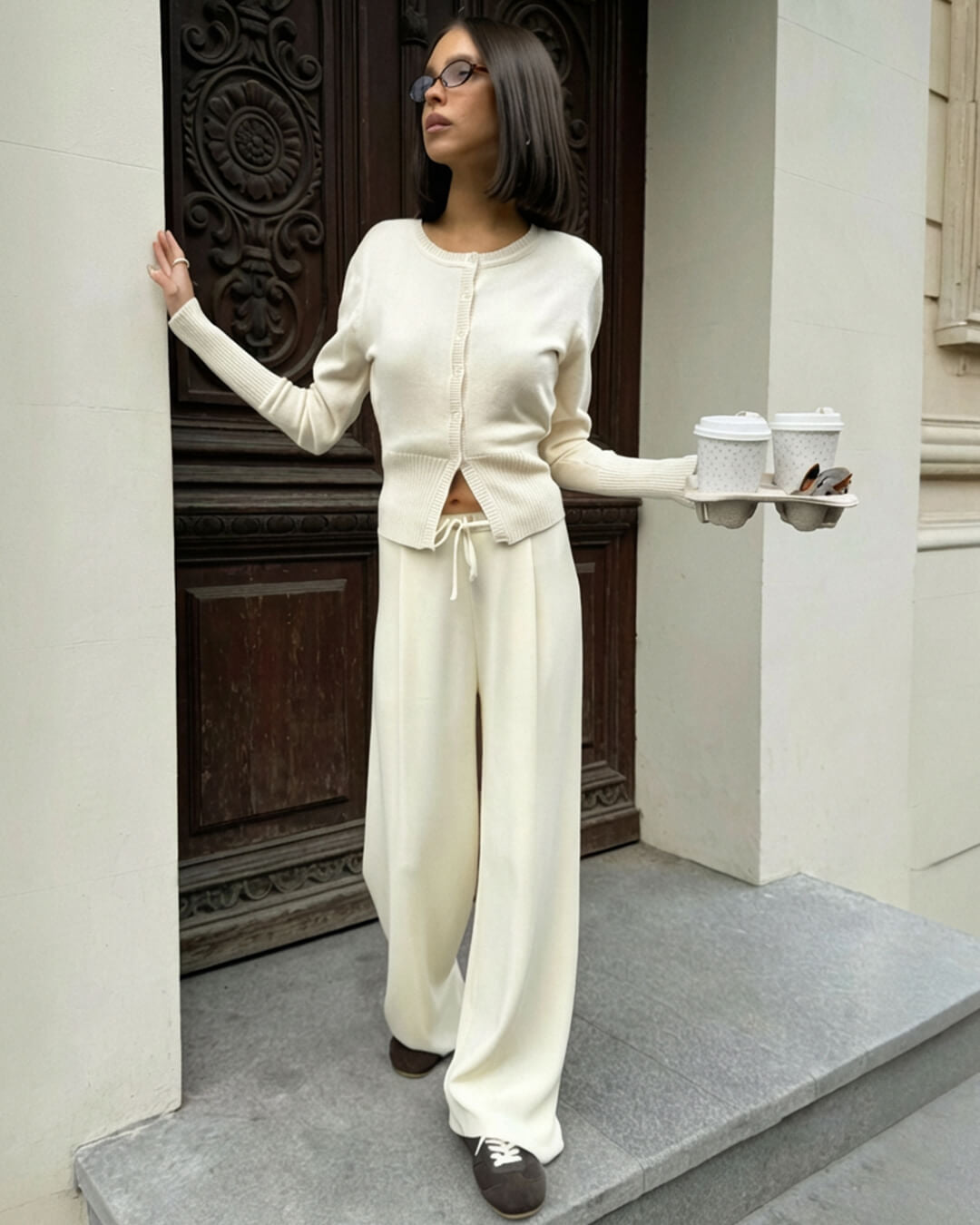 Ensemble cardigan en maille et pantalon Aimee