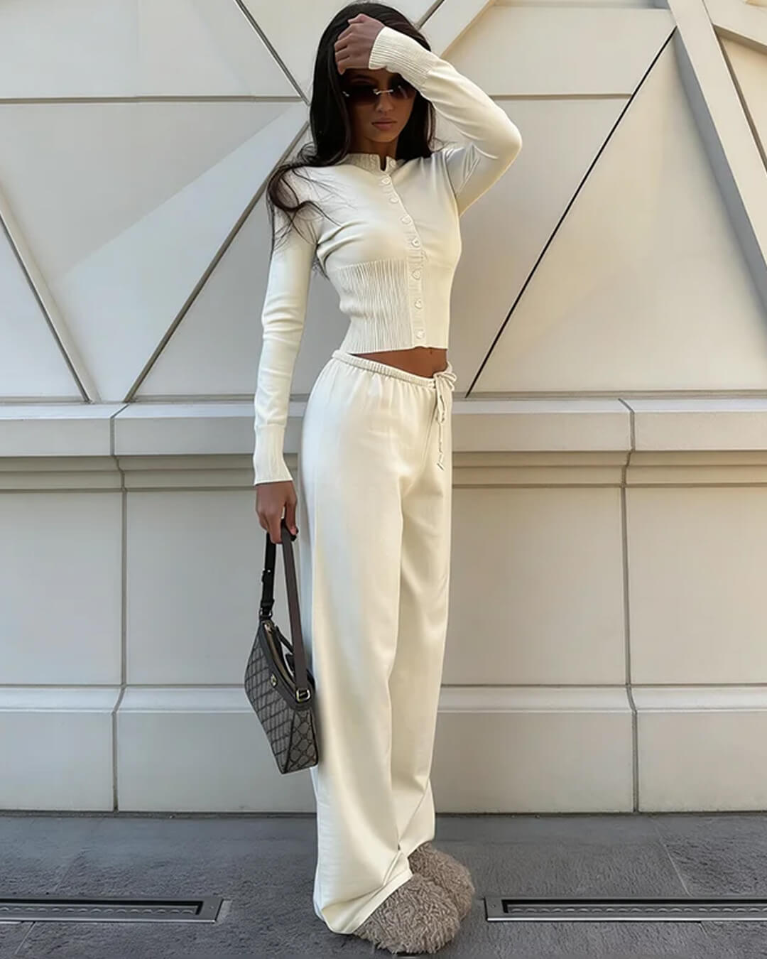 Ensemble cardigan en maille et pantalon Aimee