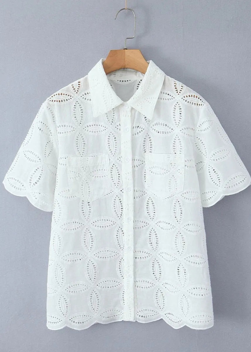 Beatrice Ensemble chemise brodée et jupe en coton