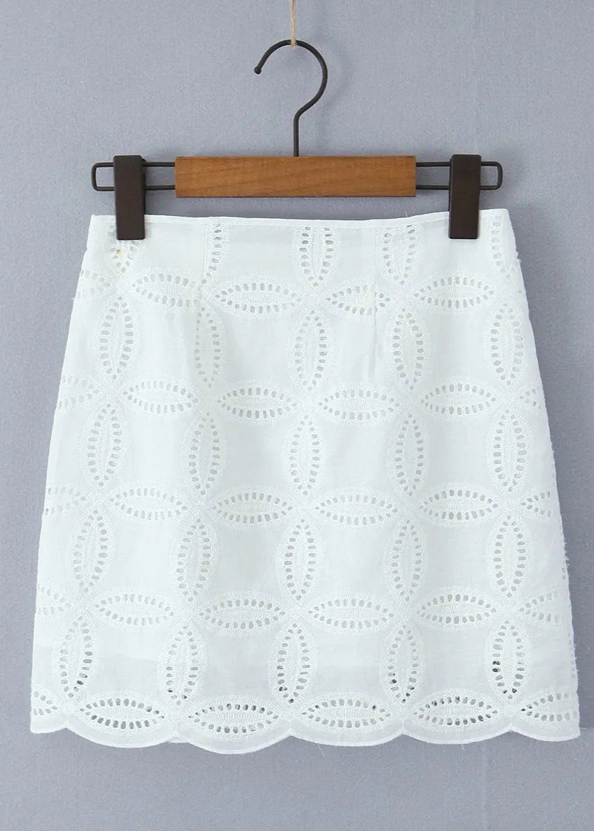Beatrice Ensemble chemise brodée et jupe en coton