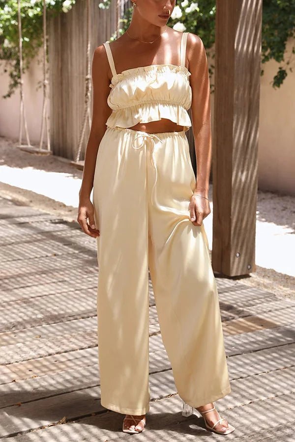 Ensemble top à volants Julianne et pantalon à taille élastique