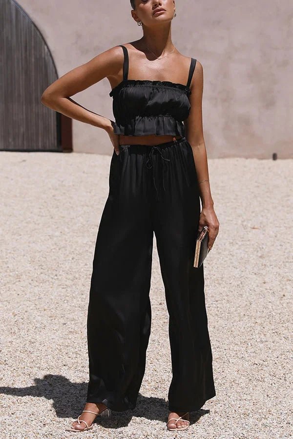 Ensemble top à volants Julianne et pantalon à taille élastique
