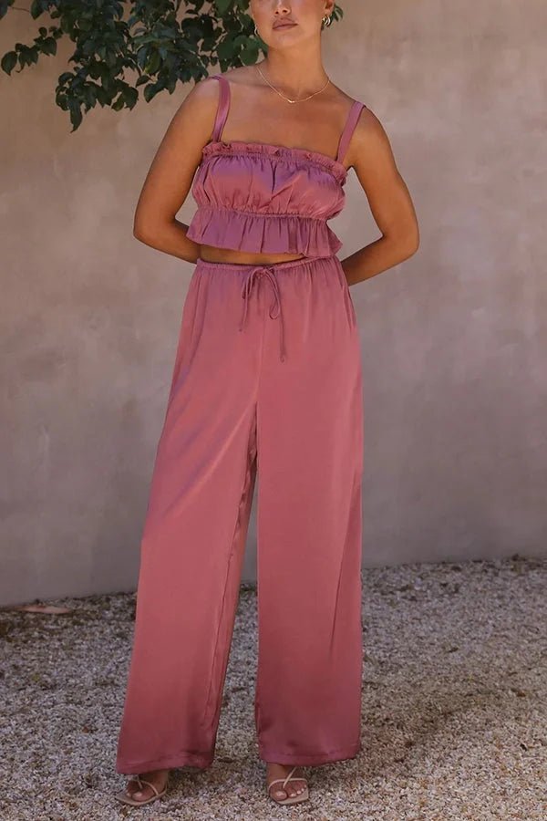 Ensemble top à volants Julianne et pantalon à taille élastique