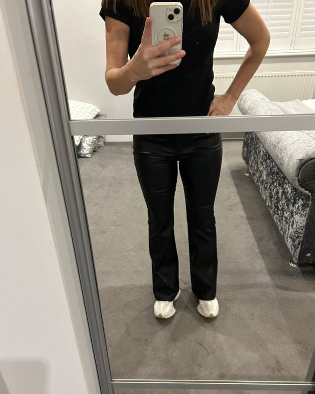 Pantalon évasé en similicuir Michelle