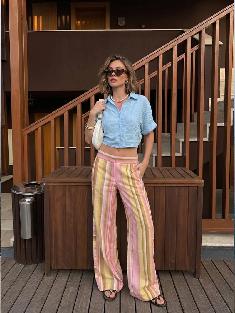 Pantalon palazzo à jambes larges Anne