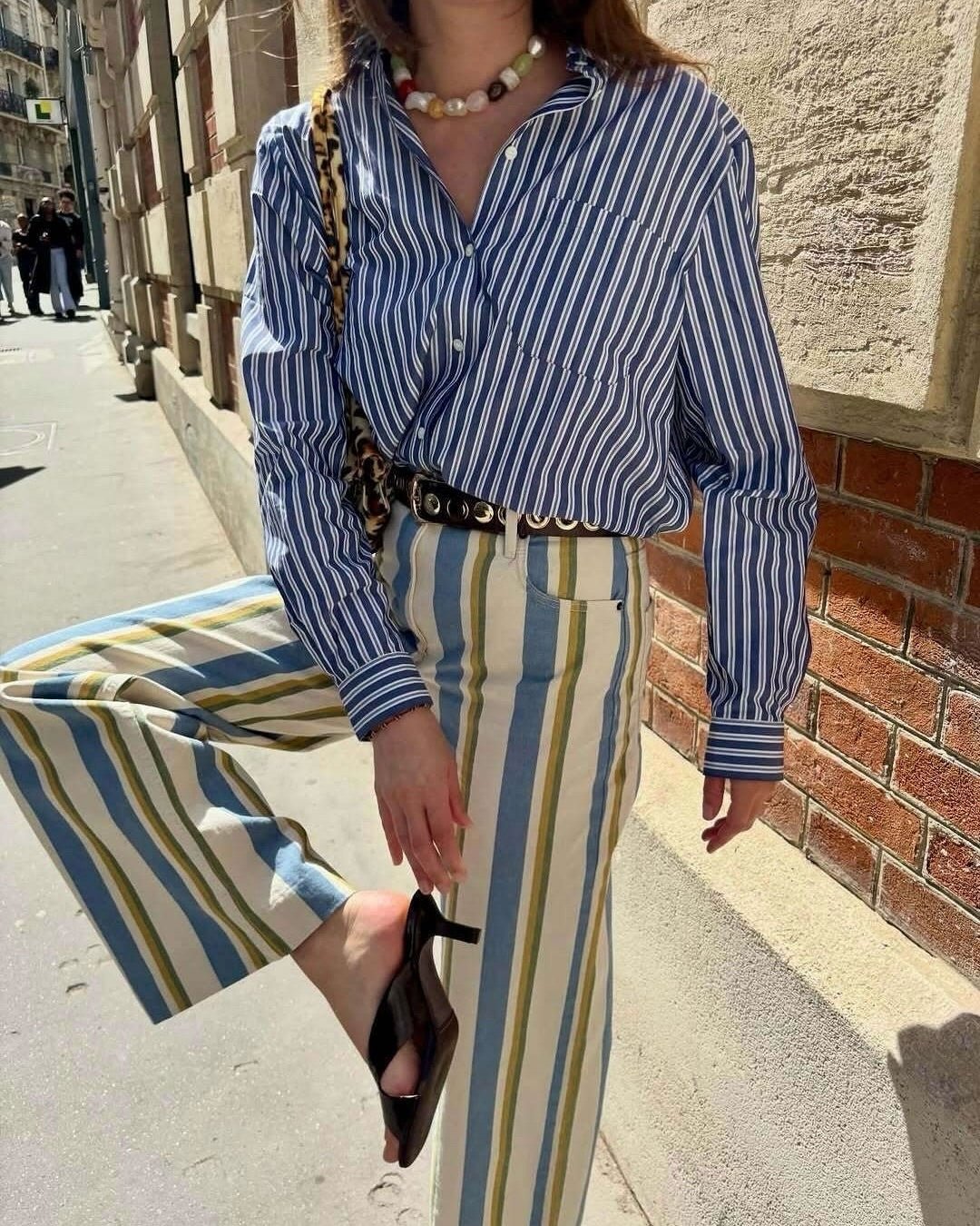 Pantalon Valerie à rayures taille basse