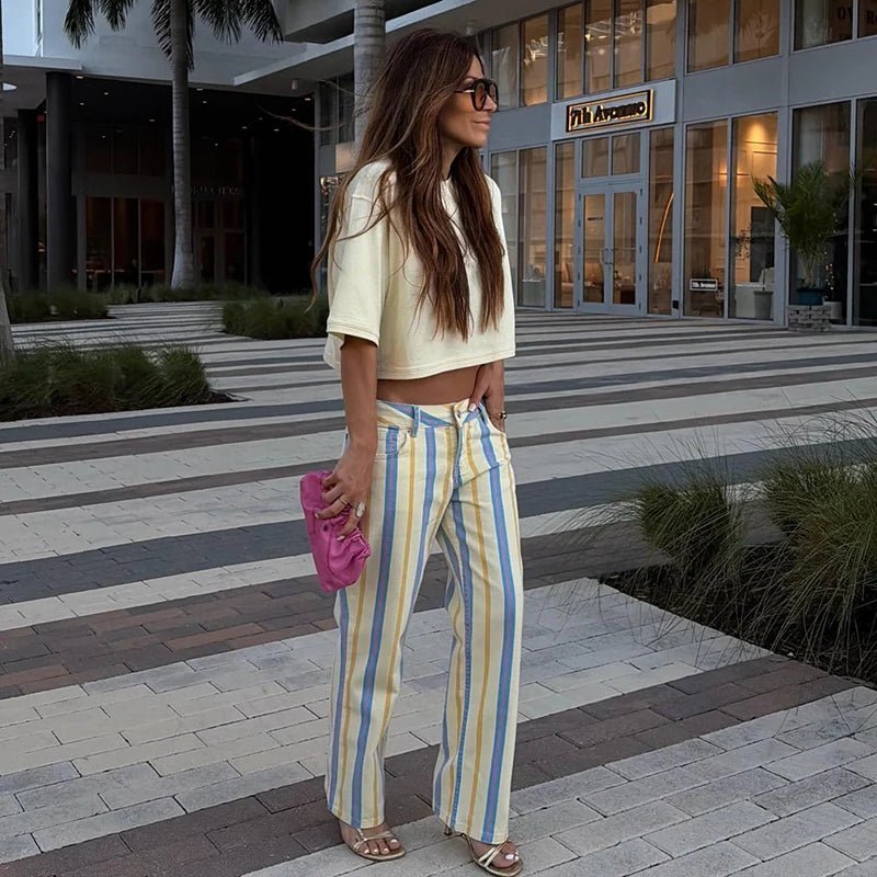 Pantalon Valerie à rayures taille basse