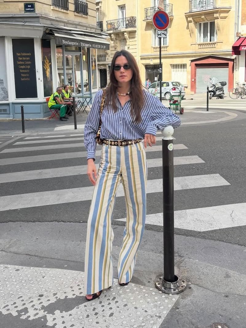 Pantalon Valerie à rayures taille basse