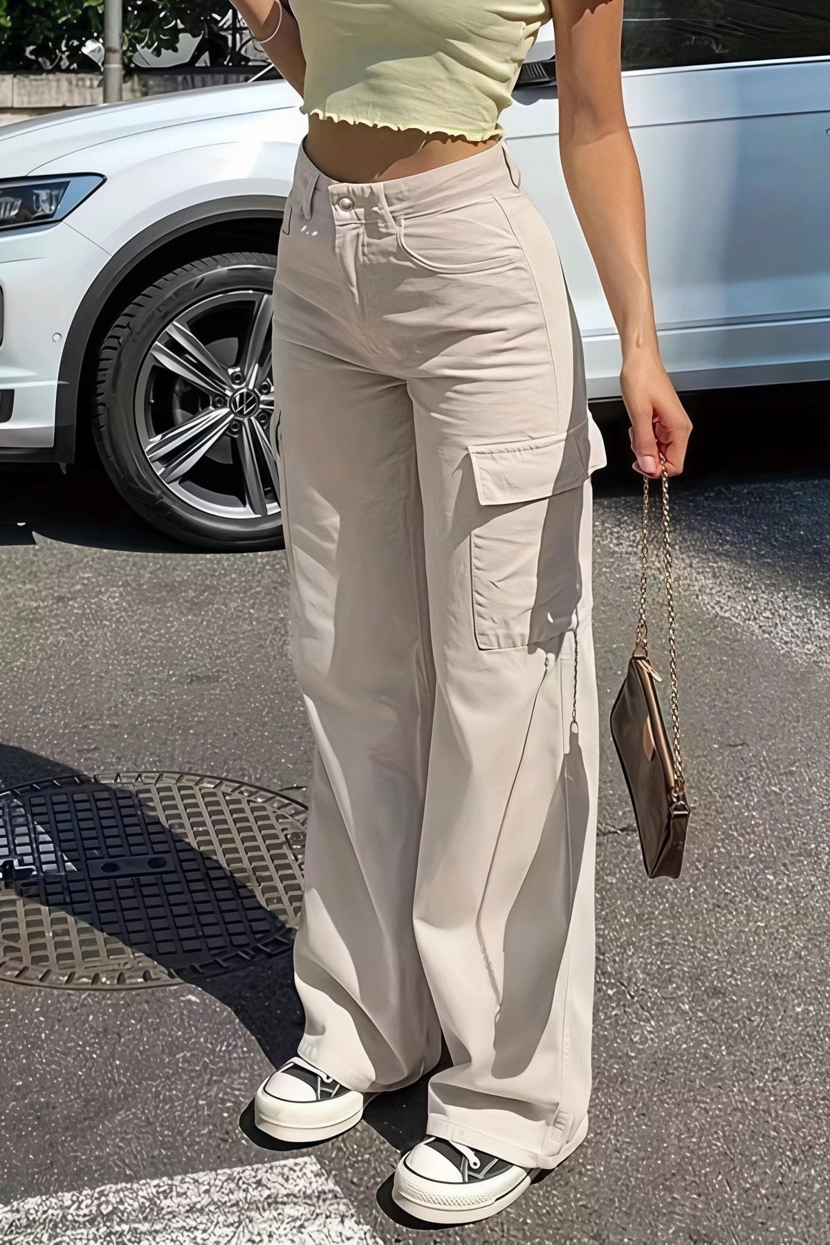 Pantalon cargo droit Bianca à poches