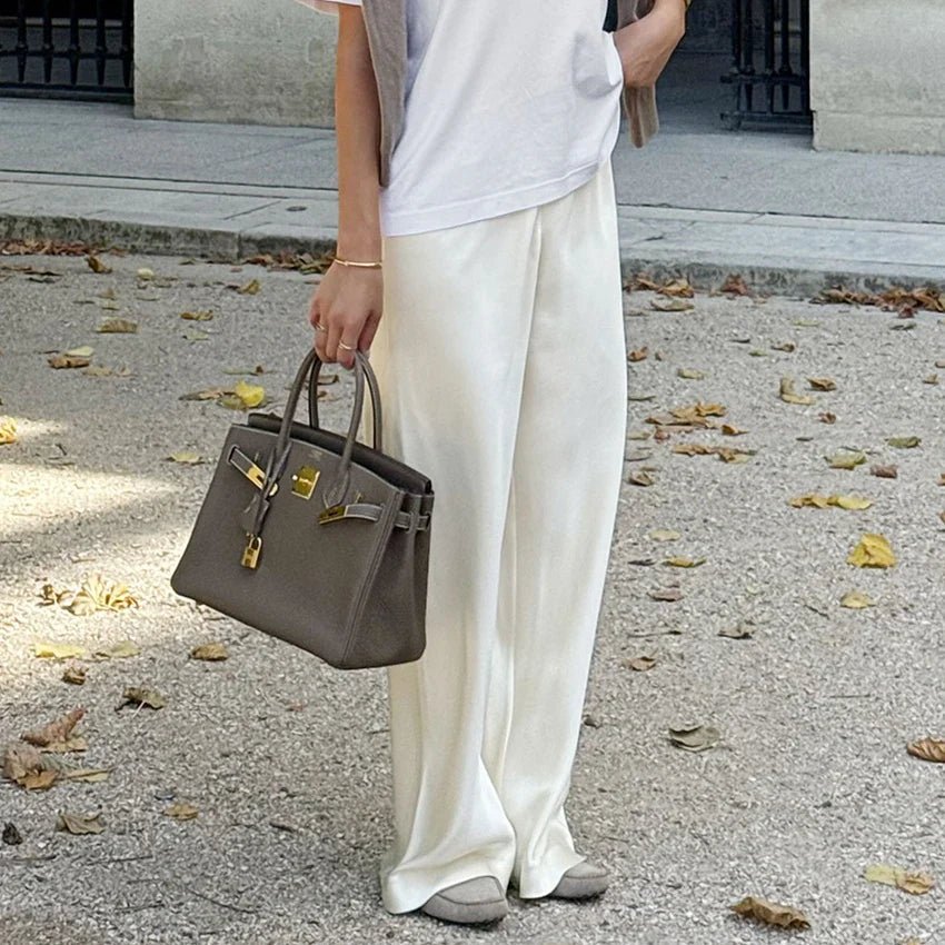 Pantalon flare en satin Cameron