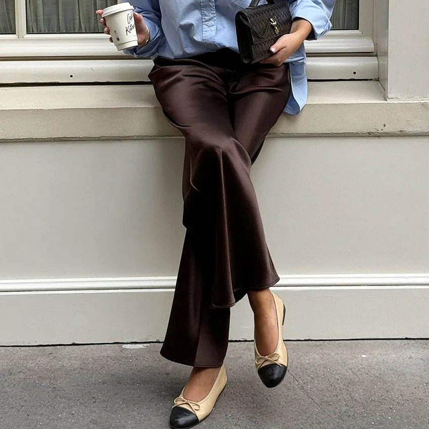 Pantalon flare en satin Cameron