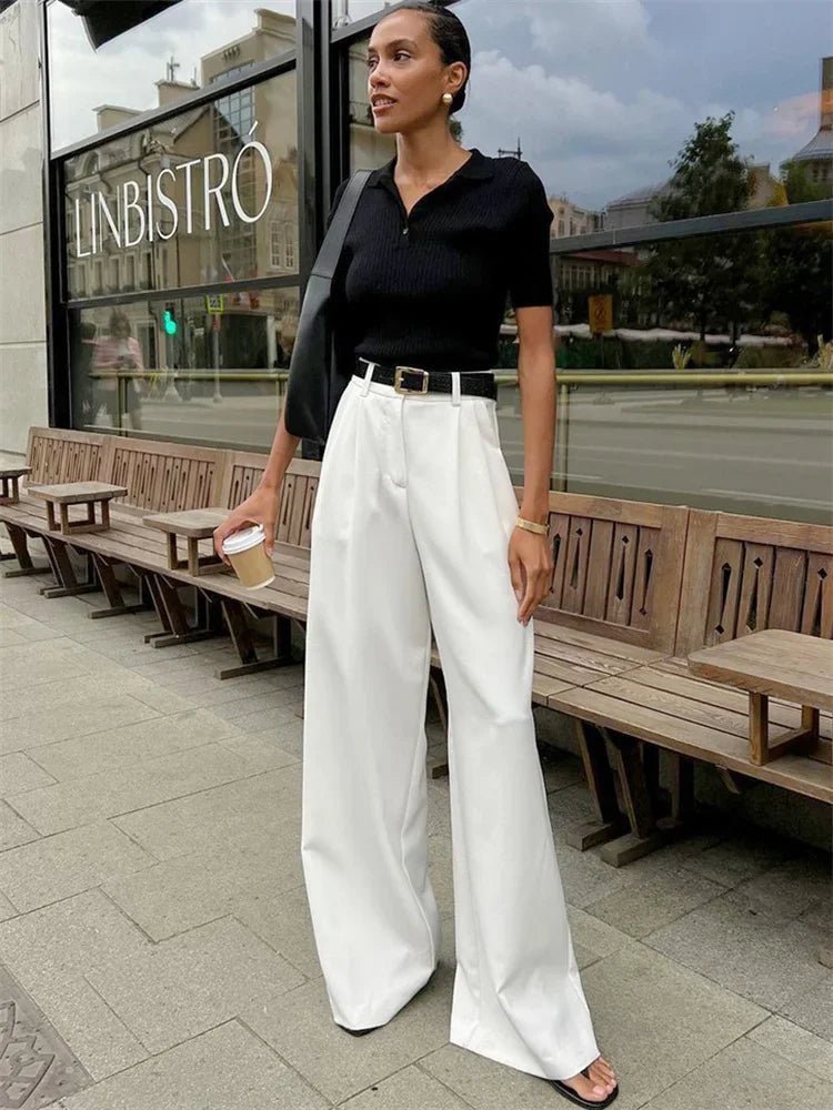 Pantalon Celia taille haute à jambes larges