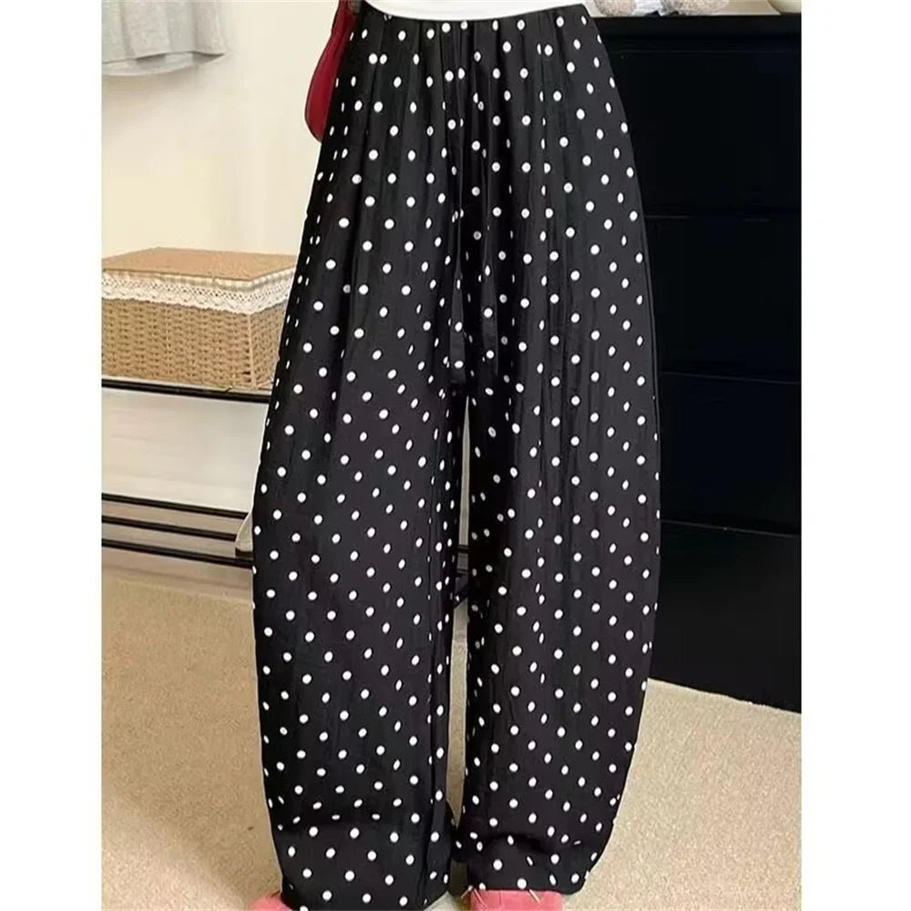 Pantalon large en lin à pois Elizabeth