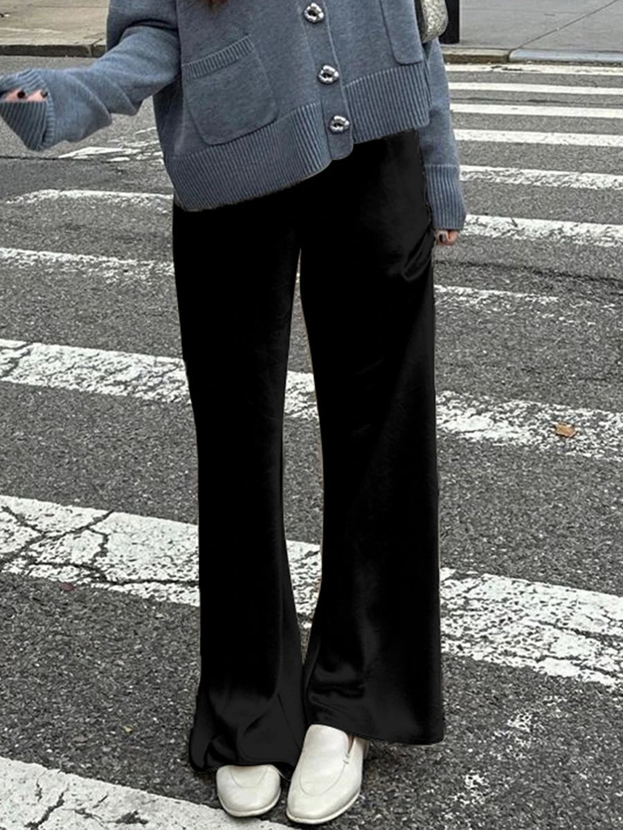 Pantalon Wendy à jambes larges en satin