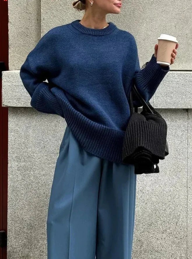 Pull en maille côtelée en georgette