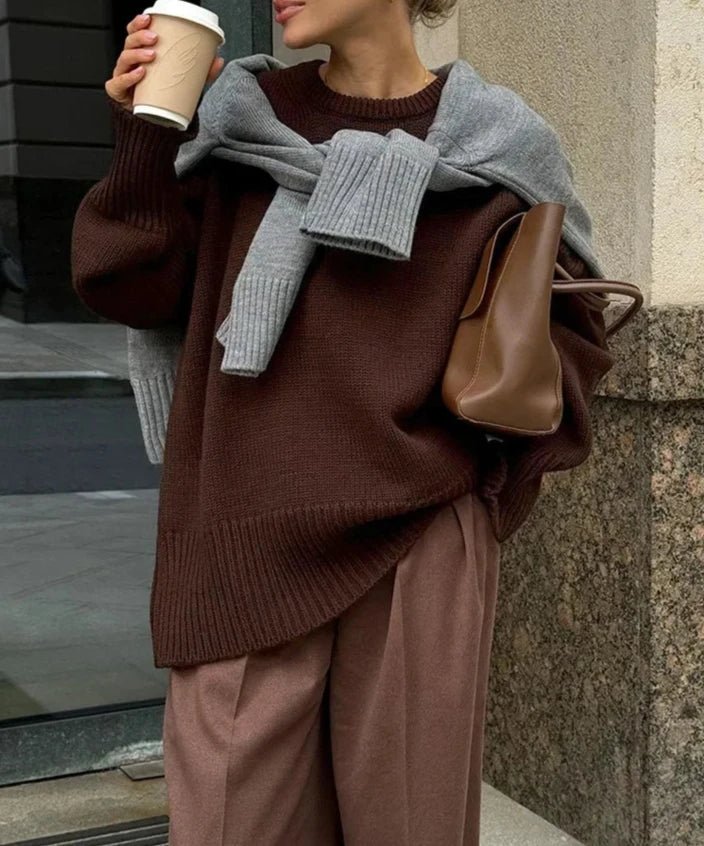 Pull en maille côtelée en georgette