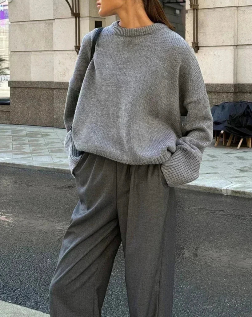 Pull en maille côtelée en georgette