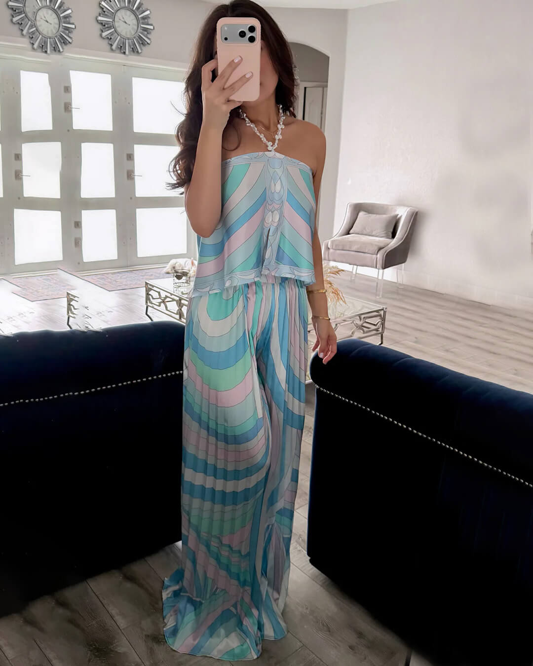 Ensemble coordonné Nora avec pantalon capri plissé