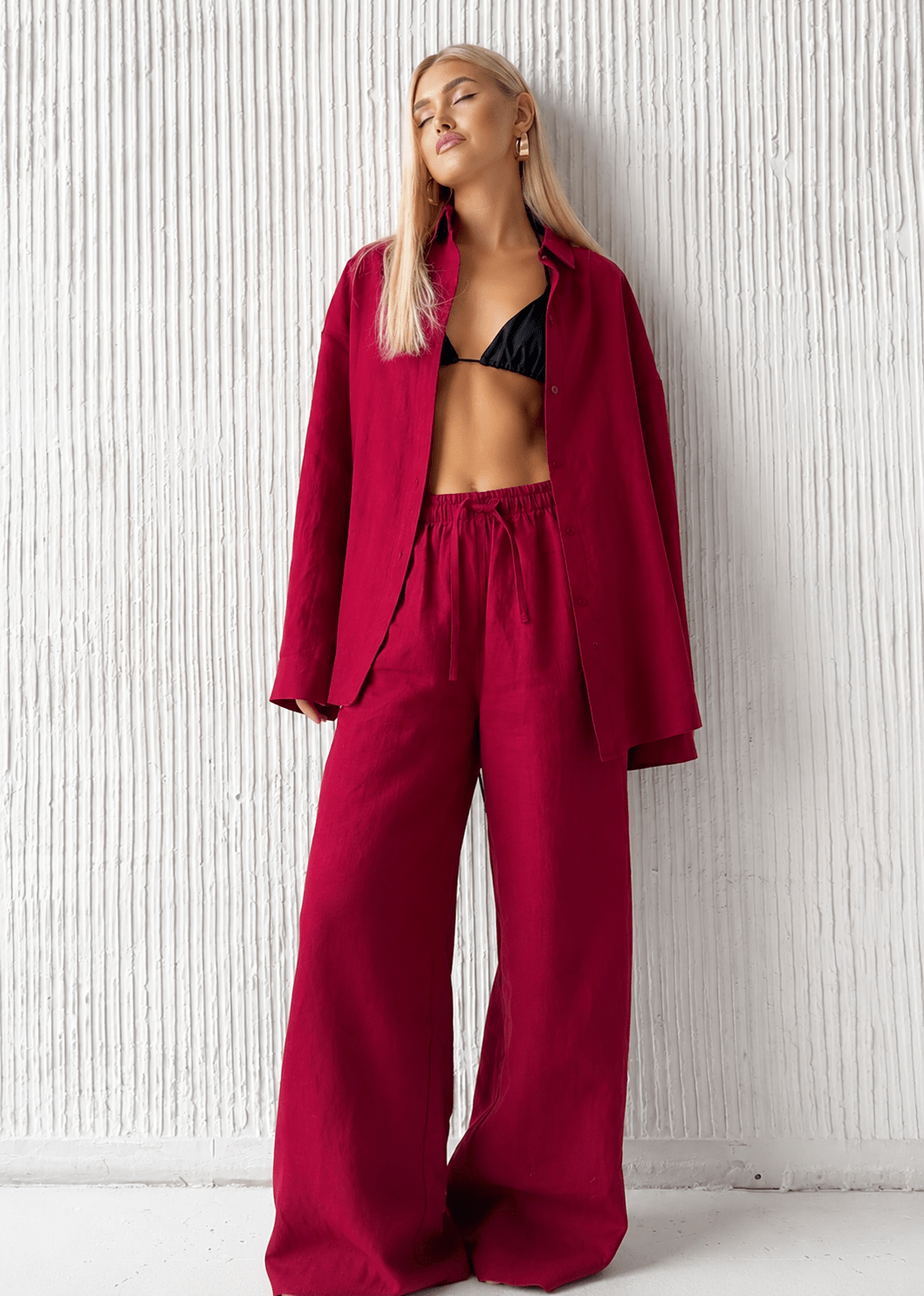 Ensemble Adero composé d’une chemise ample en coton et d’un pantalon à jambes larges