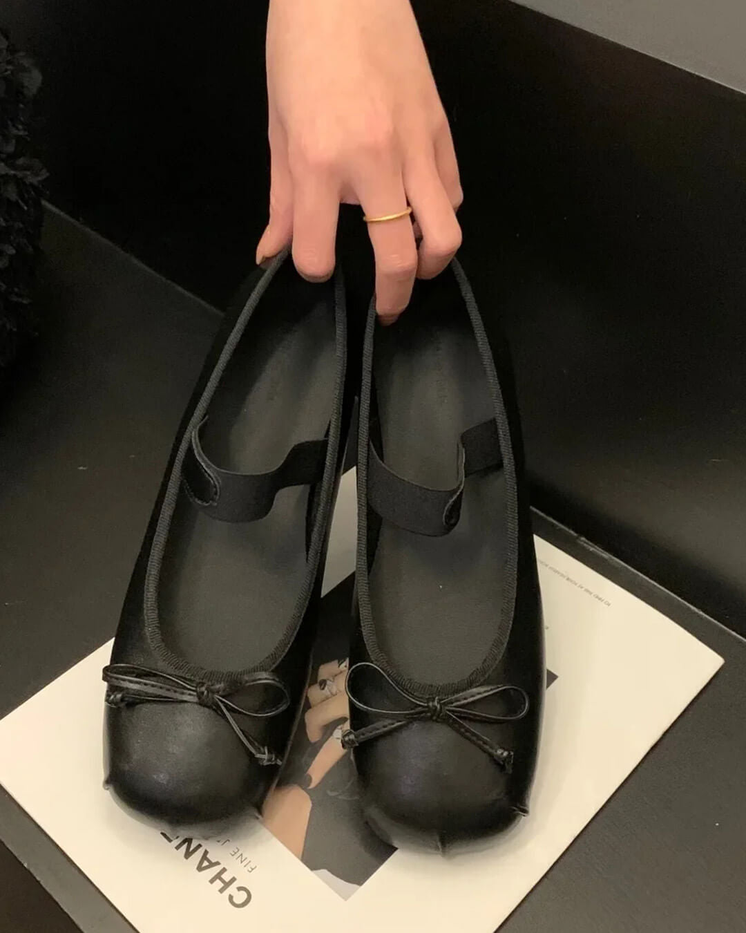 Ballerines en cuir avec nœud Angela