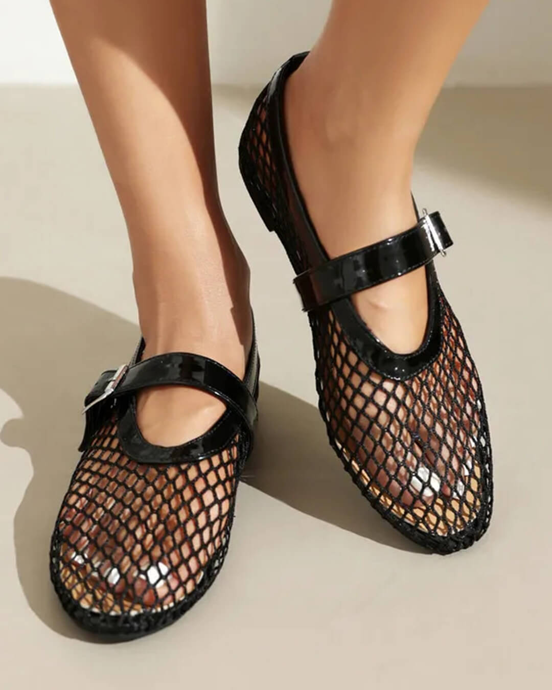 Bianca Ballerines à boucle et en résille