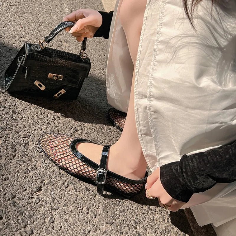 Bianca Ballerines à boucle et en résille