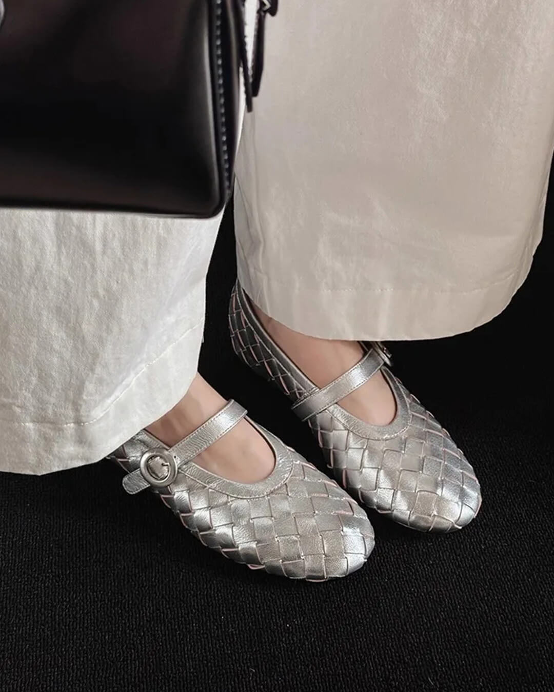 Chaussures plates Lisbeth en cuir tressé