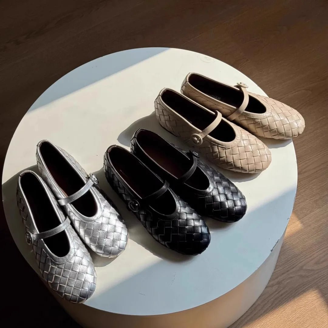 Chaussures plates Lisbeth en cuir tressé