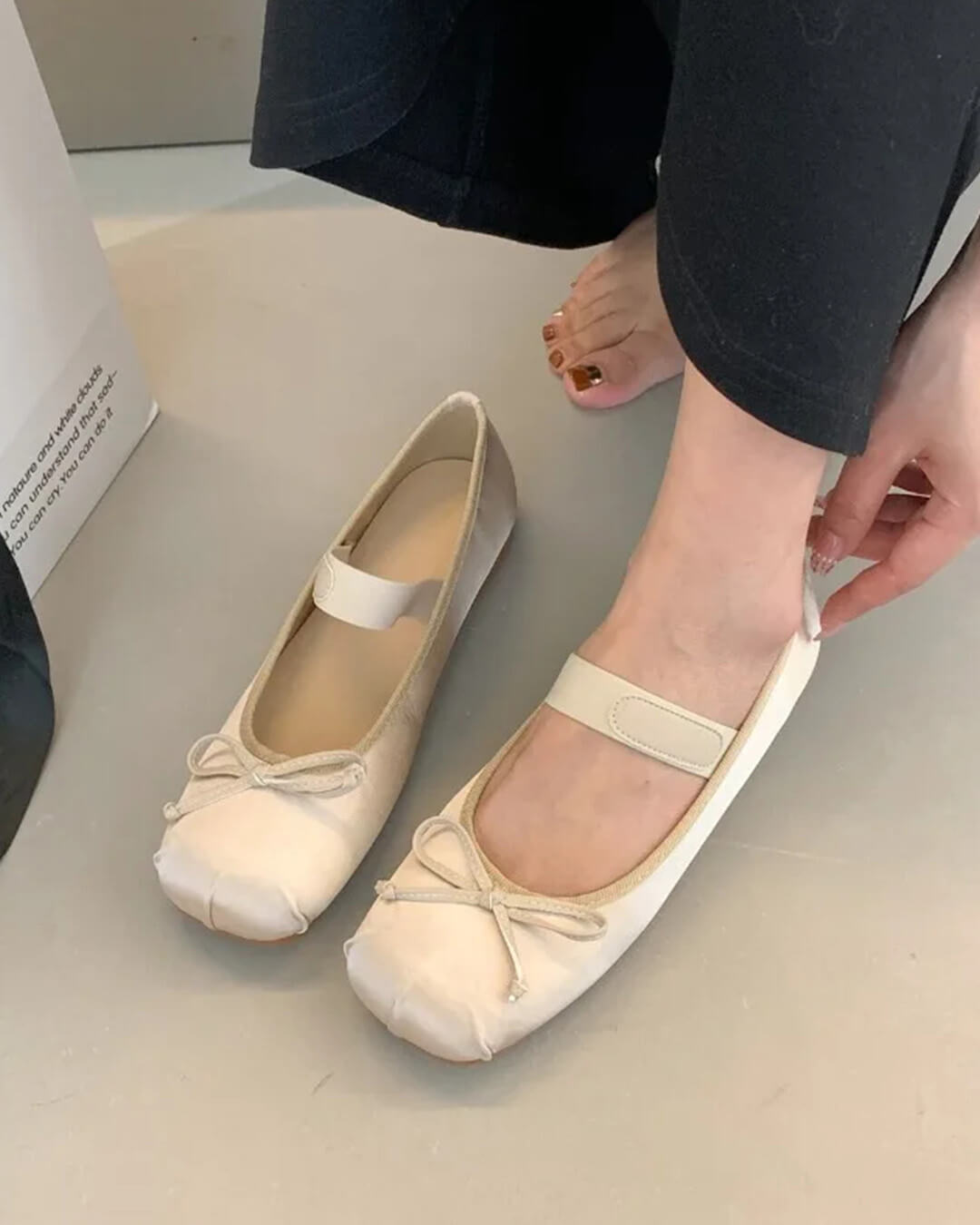 Ballerines en satin avec nœud Pamela