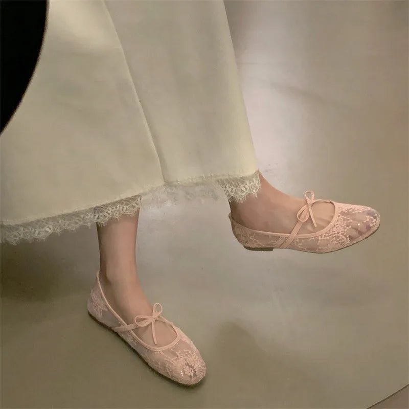 Ballerines Saskia en résille brodée